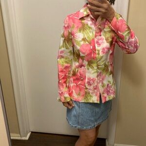 Andre Oliver flower print blazer blouse top